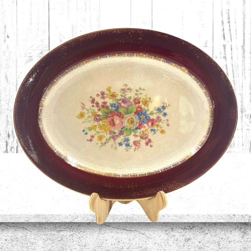 Vintage MCM Century Aristocrat 23K Gold Trimmed Serving Platter by Salem USA
